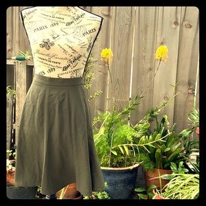Vintage 80s Fit and Flare Skirt Utility Green
